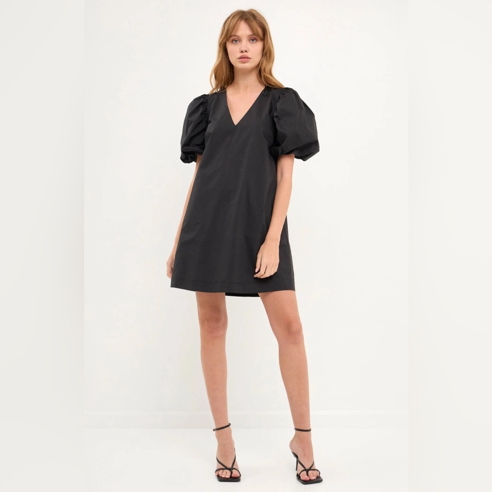 English Factory Puff Sleeve A-line Shift Mini Dress XS